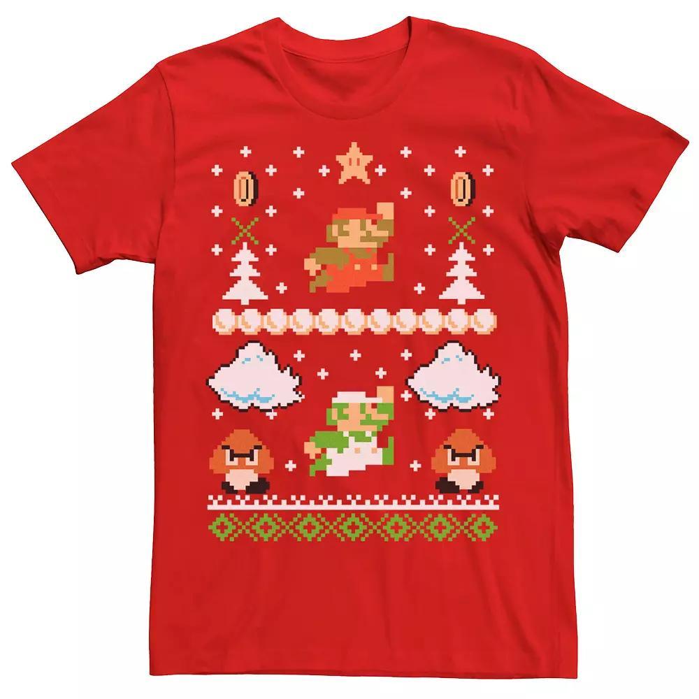 Men's Nintendo Super Mario Mario Goomba Ugly Christmas Sweater Tee, Size: Large, Red Product Image