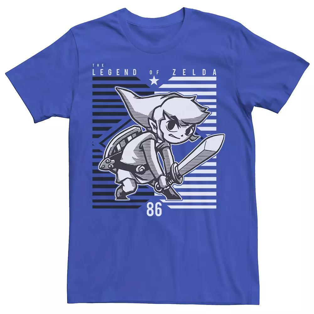 Men's Nintendo The Legend Of Zelda '86 Striped Background Tee, Size: Medium, Royal Product Image