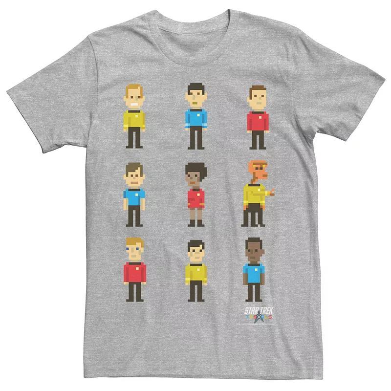 Mens Star Trek Pixel Character Tee Athletic Grey Product Image