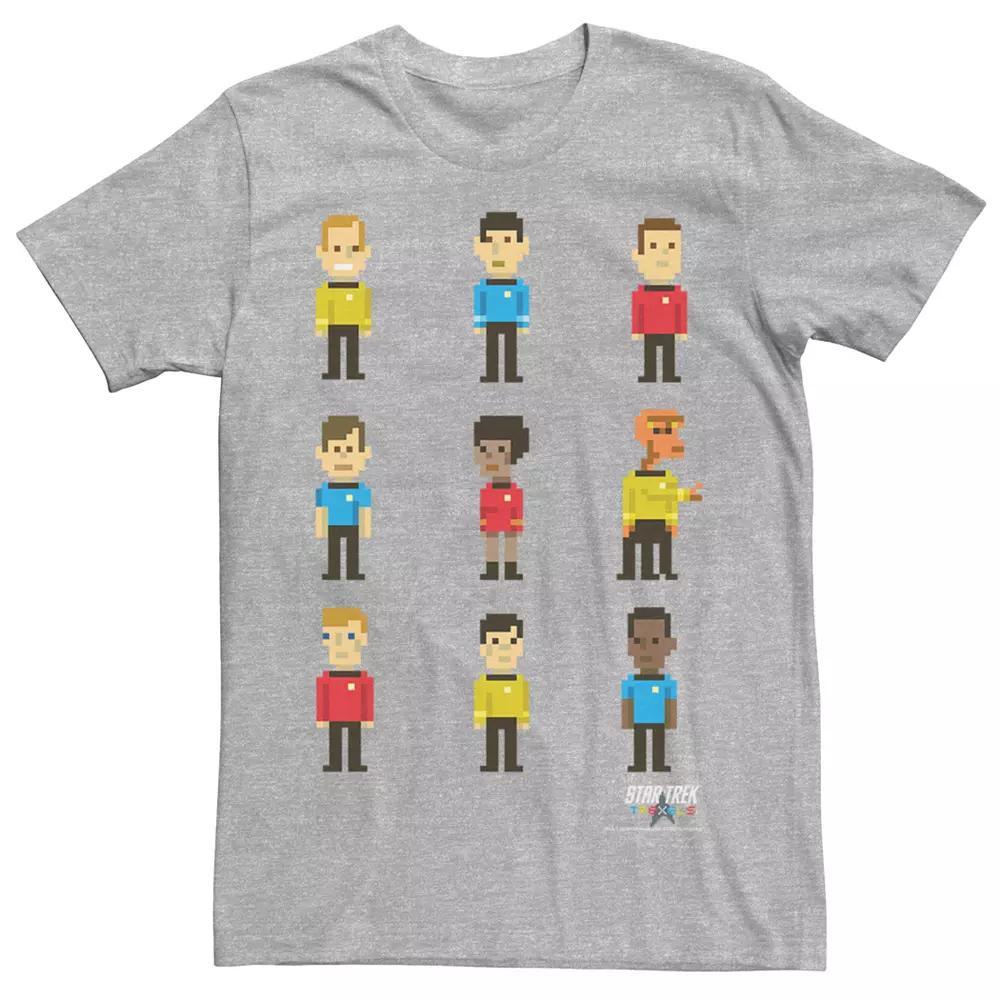 Mens Star Trek Pixel Character Tee Athletic Grey Product Image