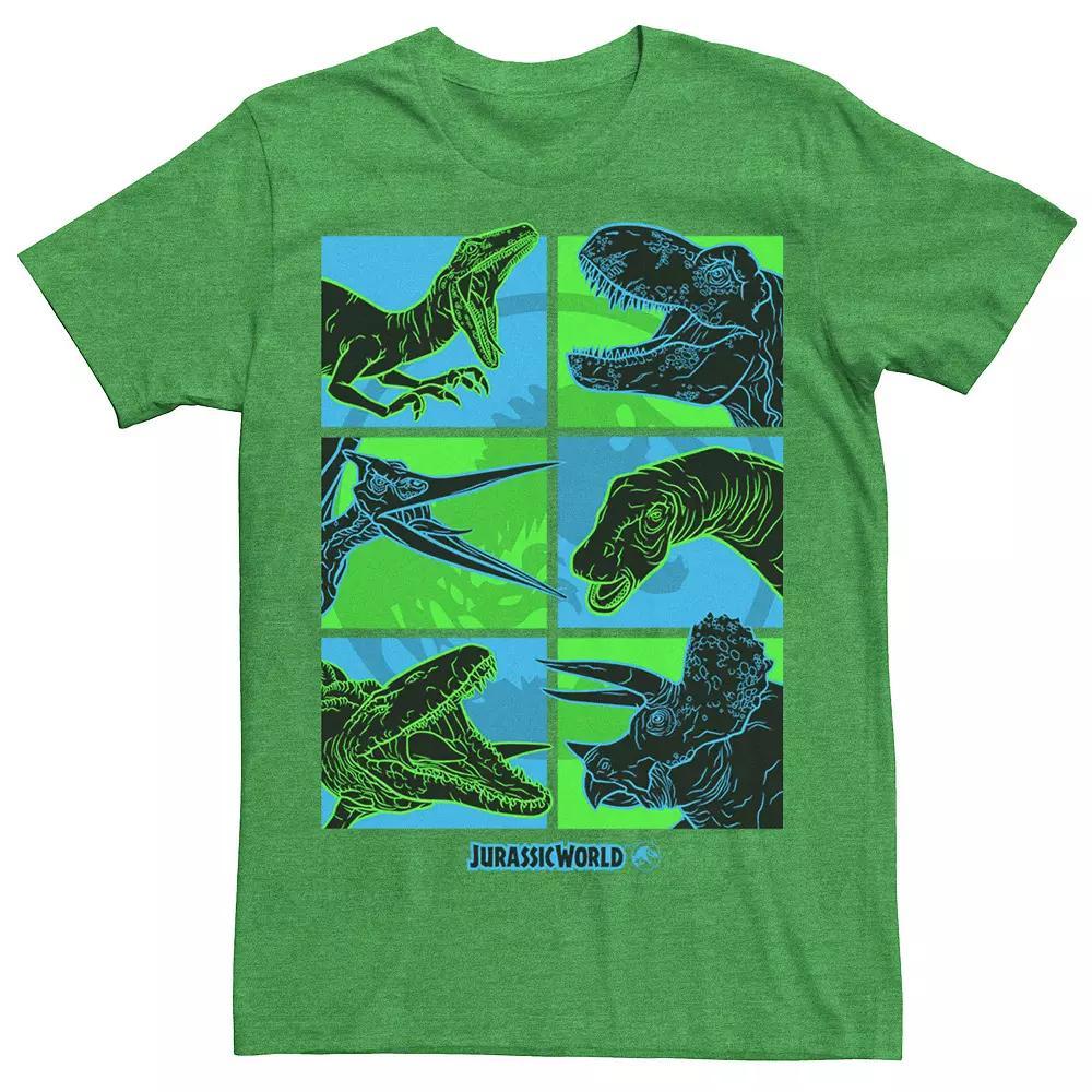 Mens Jurassic World Two Dino Faces Comic Pop Tee Kelly Grey Product Image