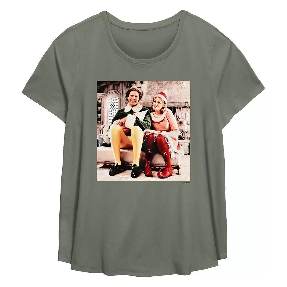 Plus Size Elf Buddy And Jovie Portrait Flowy Graphic Tee, Women's, Size: 0X, Green Product Image