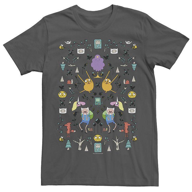 Mens Adventure Time Character Icon Collage Tee Athletic Grey Product Image