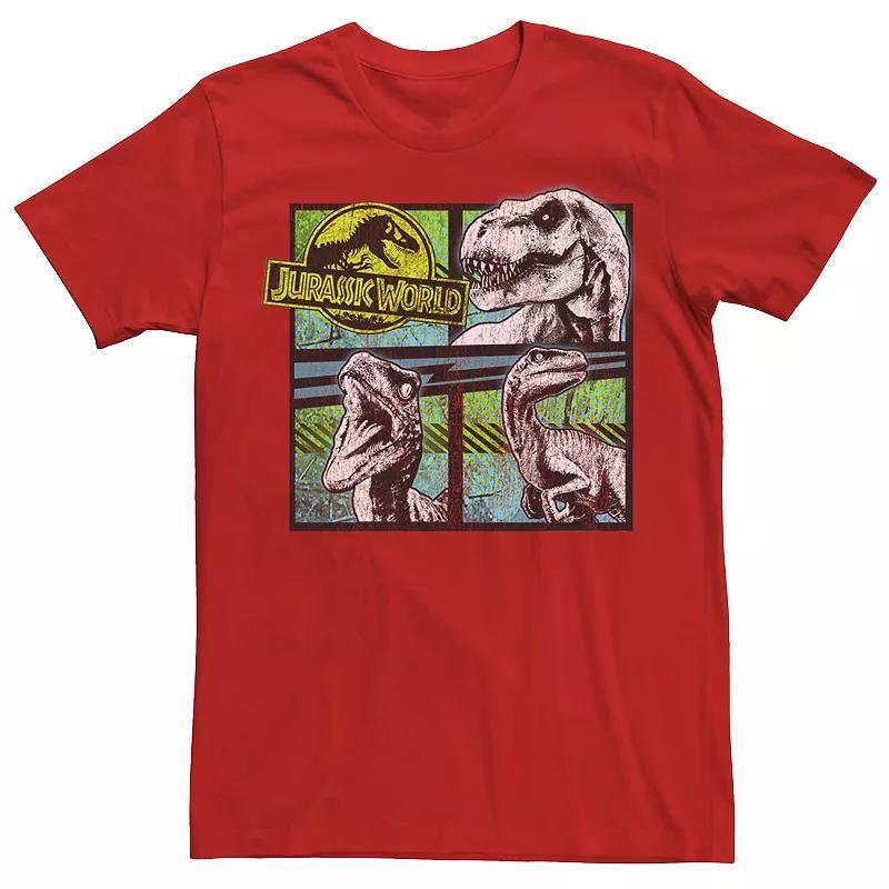 Men's Jurassic World Dinosaurs Group Of 3 Neon Graphic Tee, Size: 3XL, Navy Grey Product Image