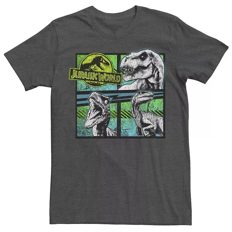 Men's Jurassic World Dinosaurs Group Of 3 Neon Graphic Tee, Size: 3XL, Navy Grey Product Image