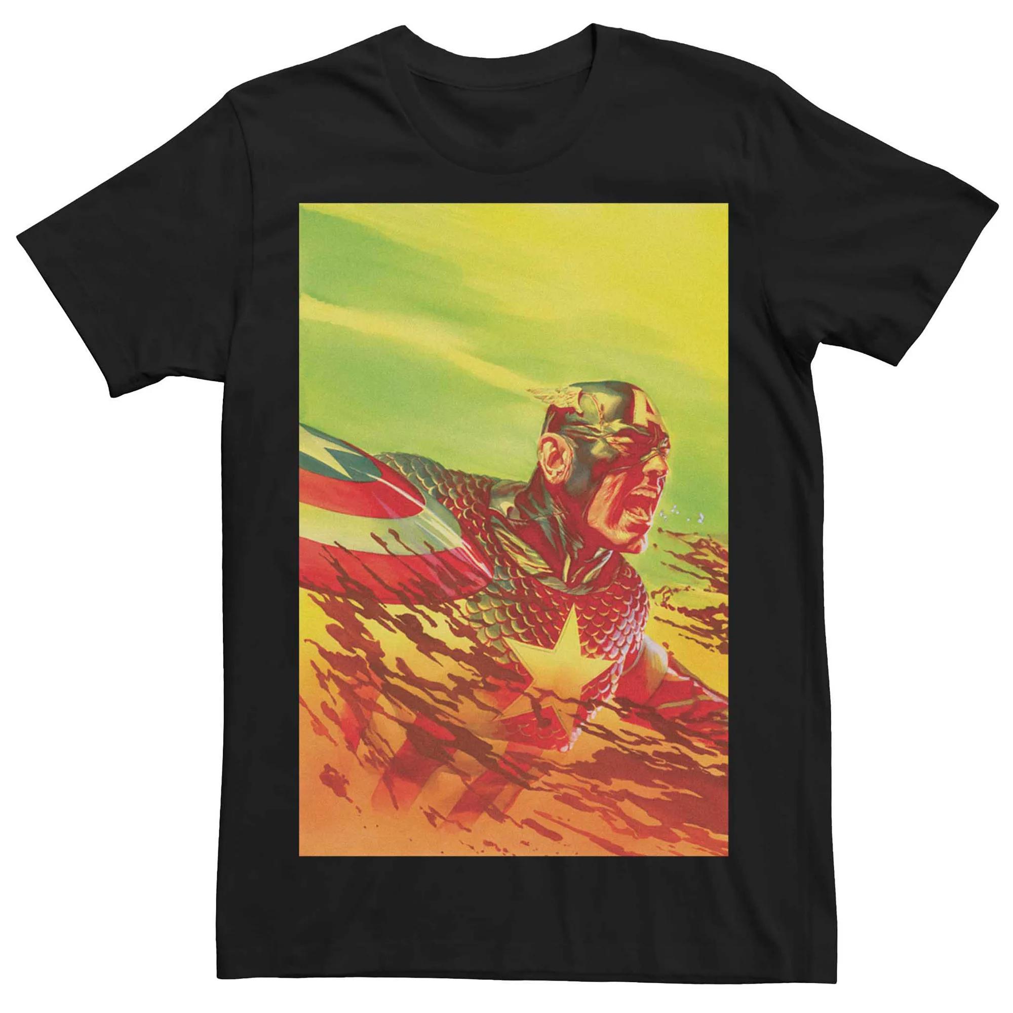 Men's Captain America Comic Cover Tee, Size: Medium, Black Product Image