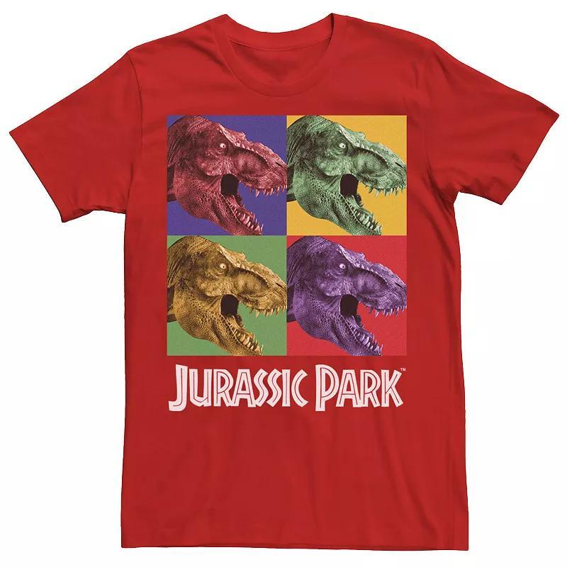Men's Jurassic Park Four Square Dino Pop Art Style Tee, Size: 3XL, Blue Hthr Product Image
