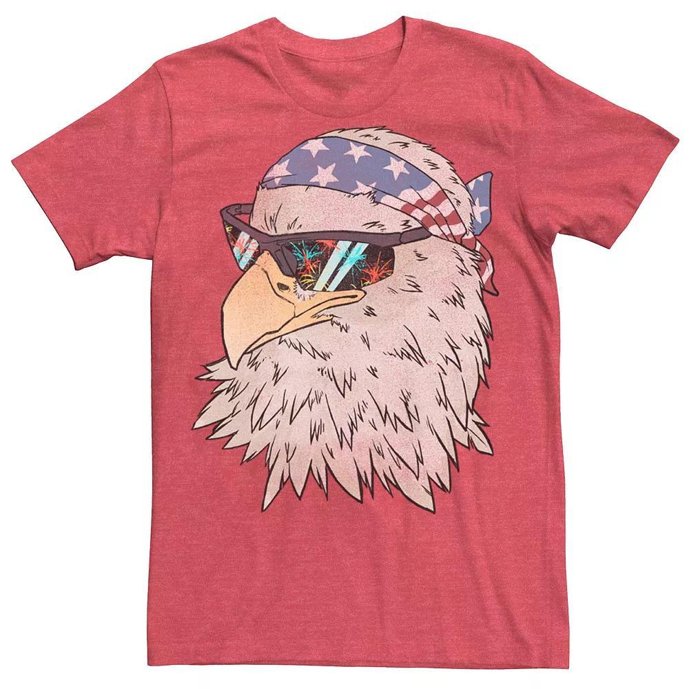 Men's Bald Eagle American Flag Bandanna Graphic Tee, Size: 3XL, Red Grey Product Image