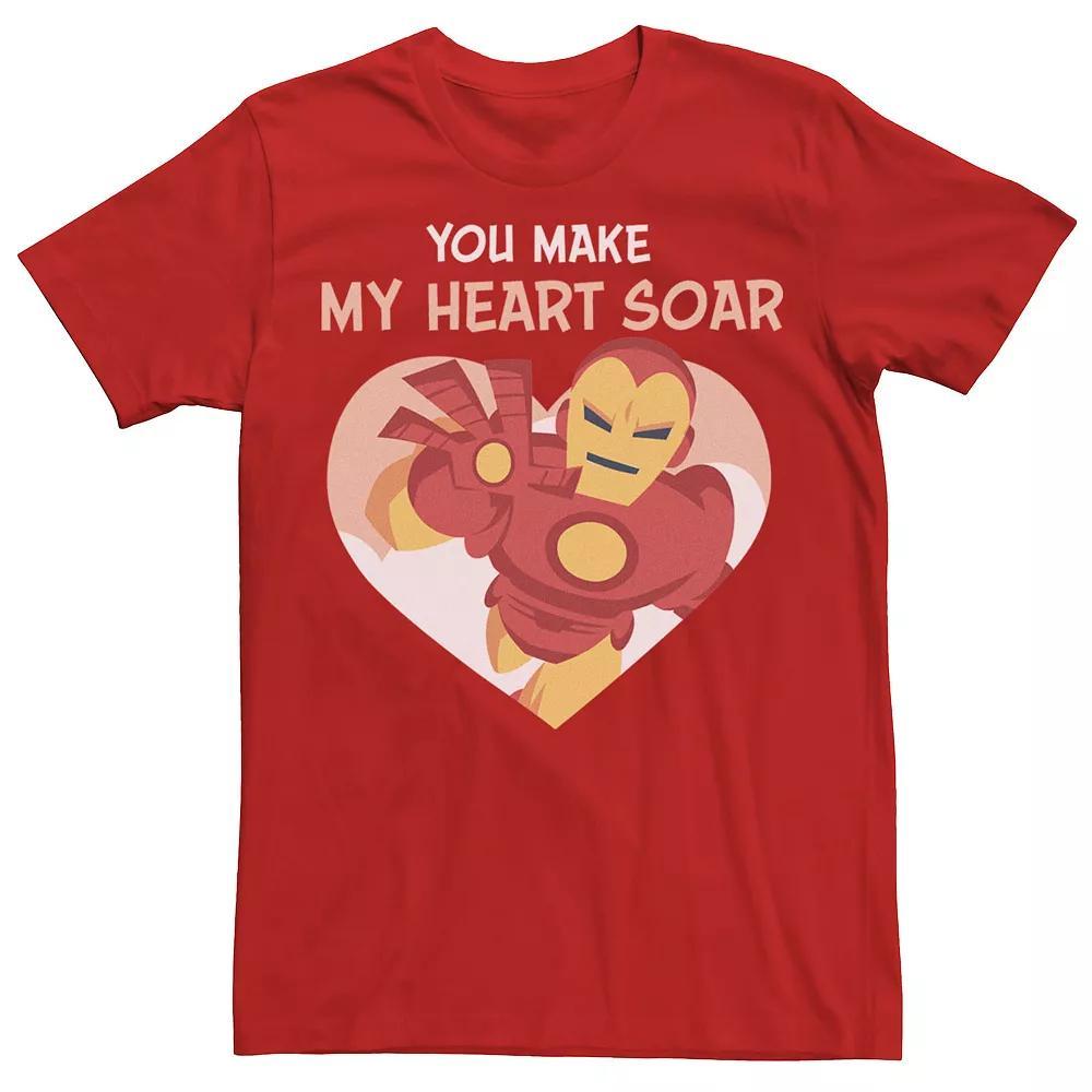 Men's Marvel Iron Man You Make My Heart Soar Valentine Card Tee, Size: Medium, Red Product Image