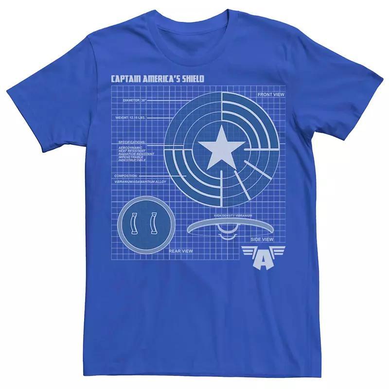 Men's Marvel's Captain America Shield Schematic Tee, Size: XL, Royal Product Image