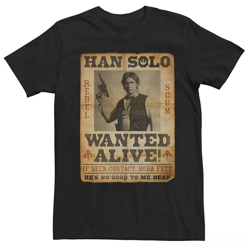 Mens Star Wars Han Solo Wanted Alive Flyer Poster Tee Product Image