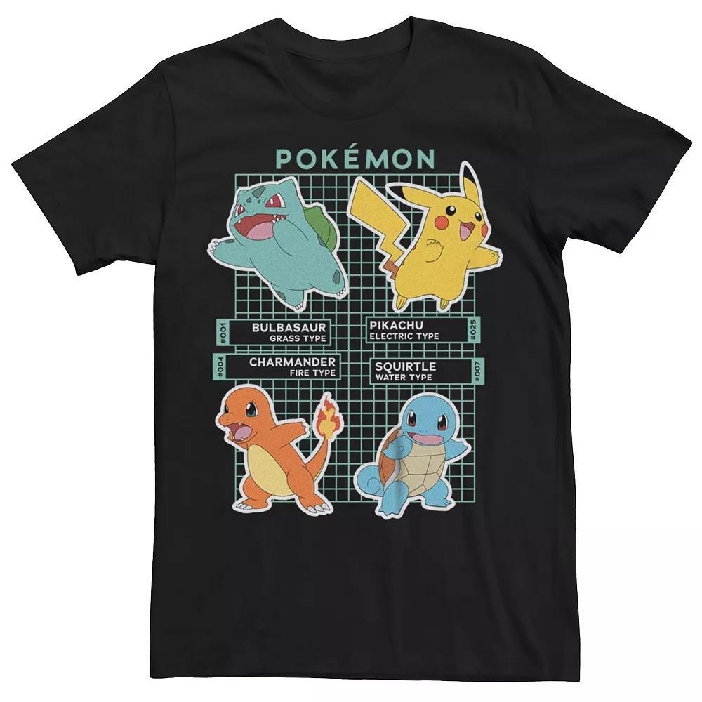 Men's Pokemon Starters Grid Tee, Size: Medium, Black Product Image