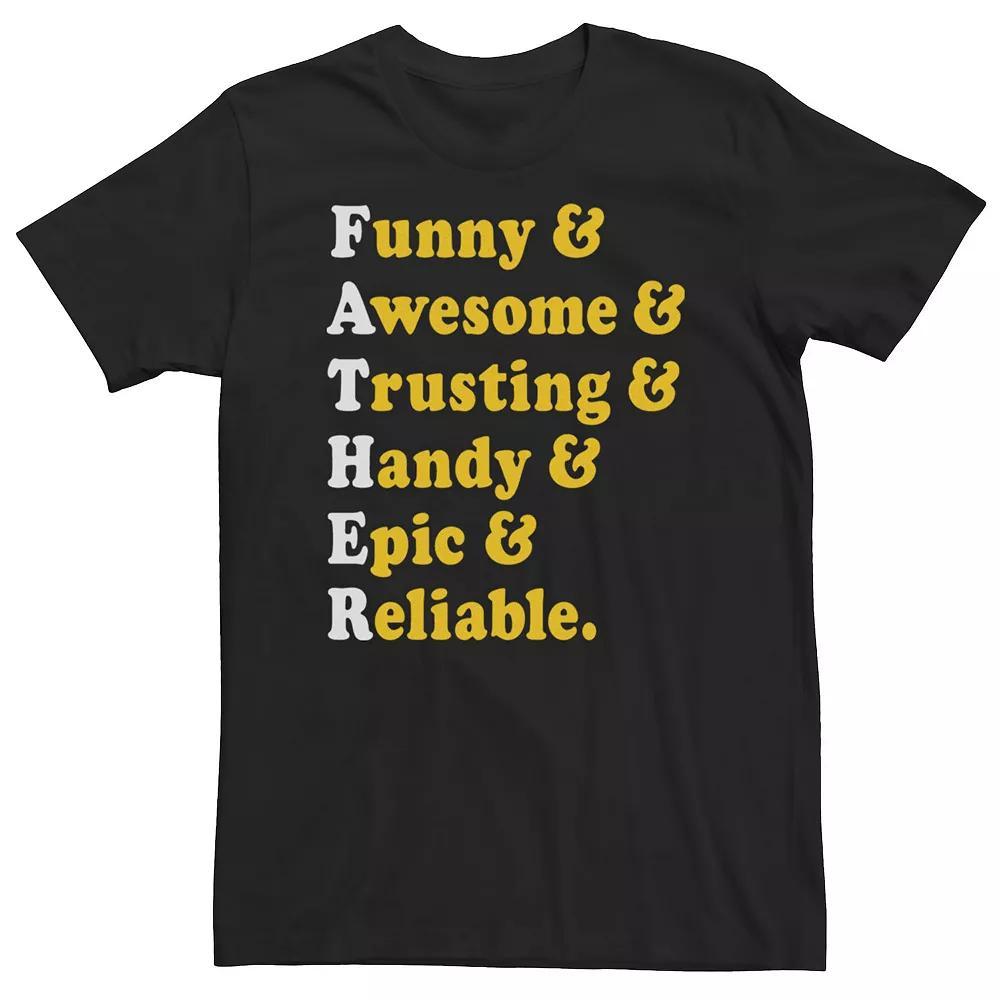 Big & Tall Father's Day Attributes Word Stack Tee, Men's, Size: Large Tall, Black Product Image