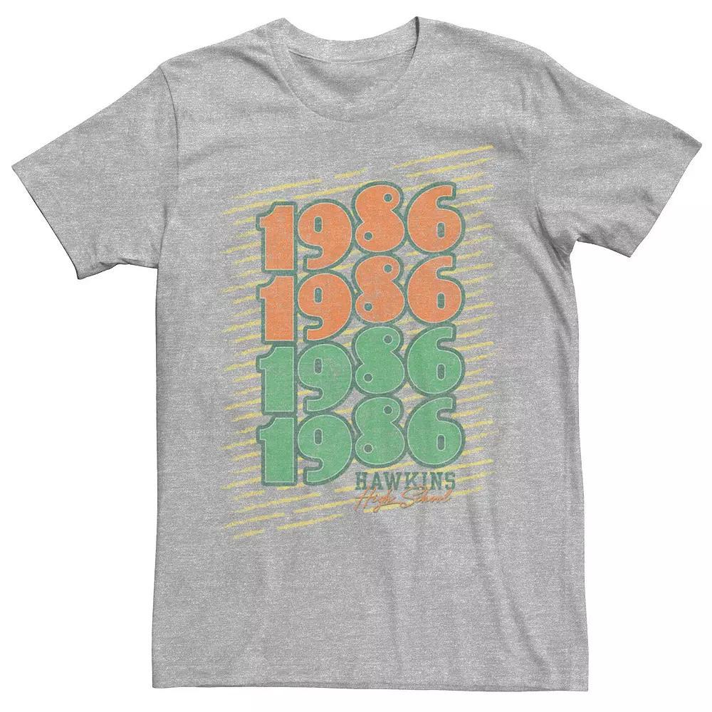 Men's Netflix Stranger Things Hawkins High School 1986 Tee, Size: Medium, Athletic Grey Product Image
