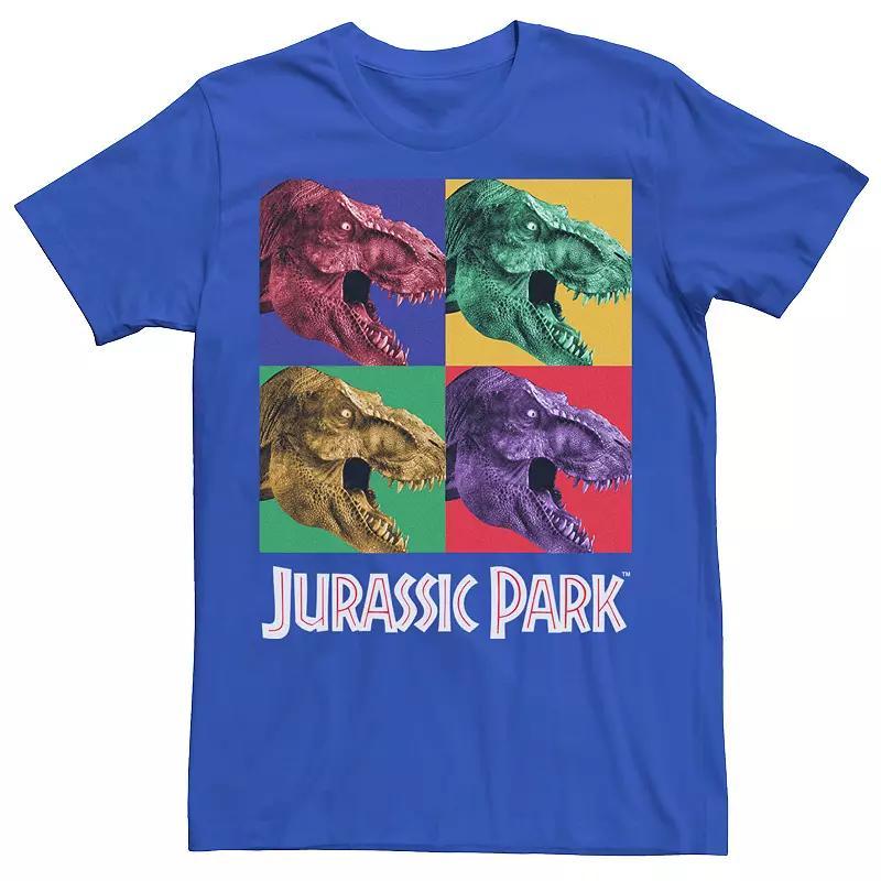 Men's Jurassic Park Four Square Dino Pop Art Style Tee, Size: 3XL, Blue Hthr Product Image