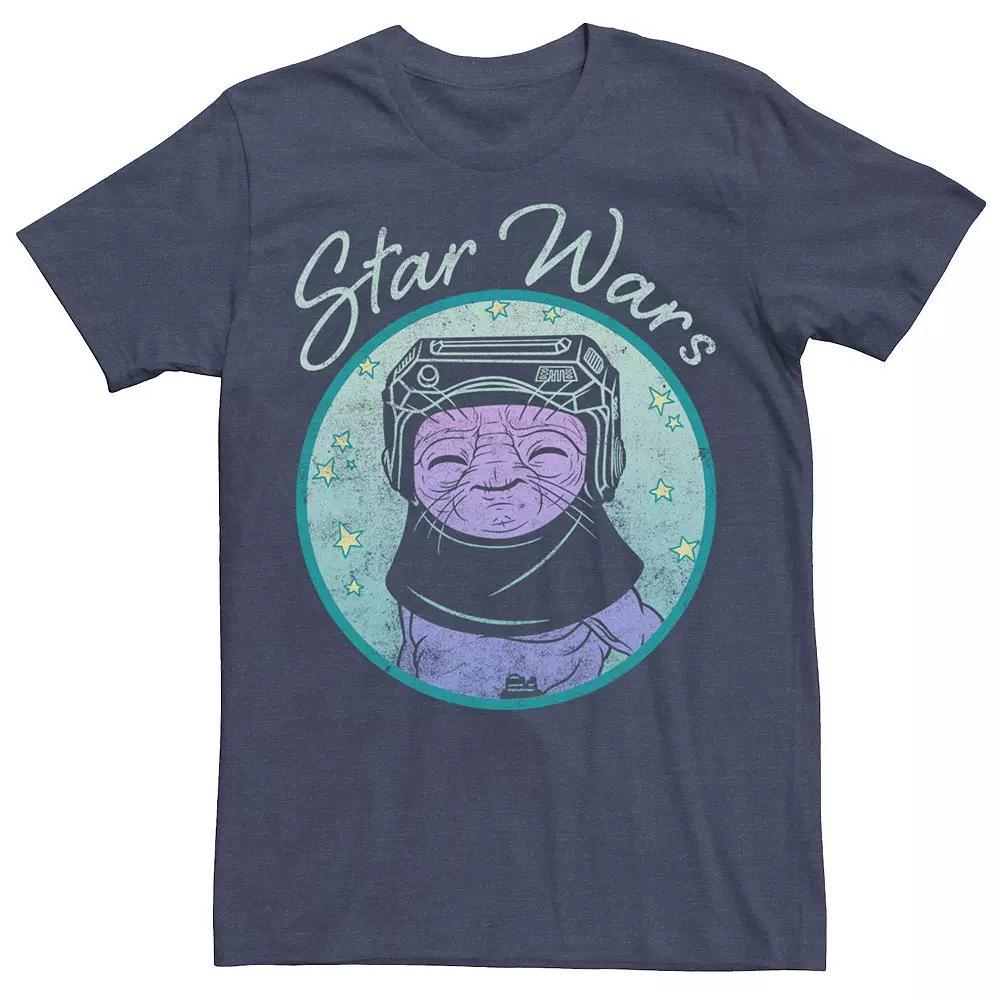 Men's Star Wars: The Rise Of Skywalker Babu Frik Pastel Stars Tee, Size: XXL, Navy Grey Product Image