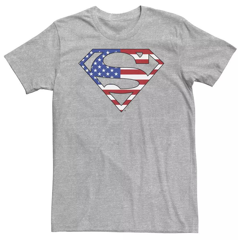 Big & Tall DC Comics Superman U.S. Flag Shield Tee, Men's, Size: 4XL Tall, Athletic Grey Product Image