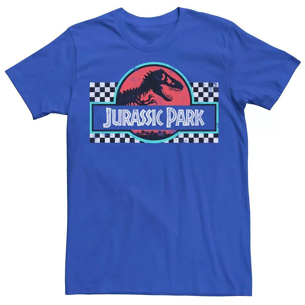 Men's Jurassic Park Retro Colors Checkered Logo Tee, Size: 3XL, Royal Product Image
