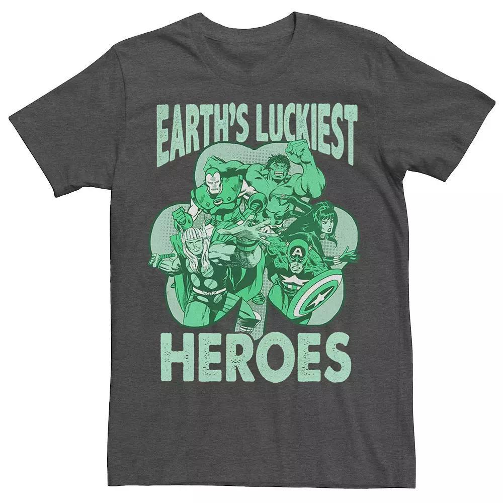 Men's Marvel St. Patty's Earth's Luckiest Heroes Tee, Size: XL, Grey Heather Product Image