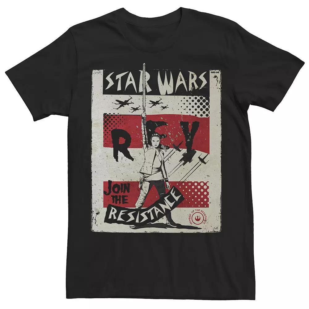 Mens Star Wars Last Jedi Rey Join Resistance Propaganda Tee Navy Grey Product Image