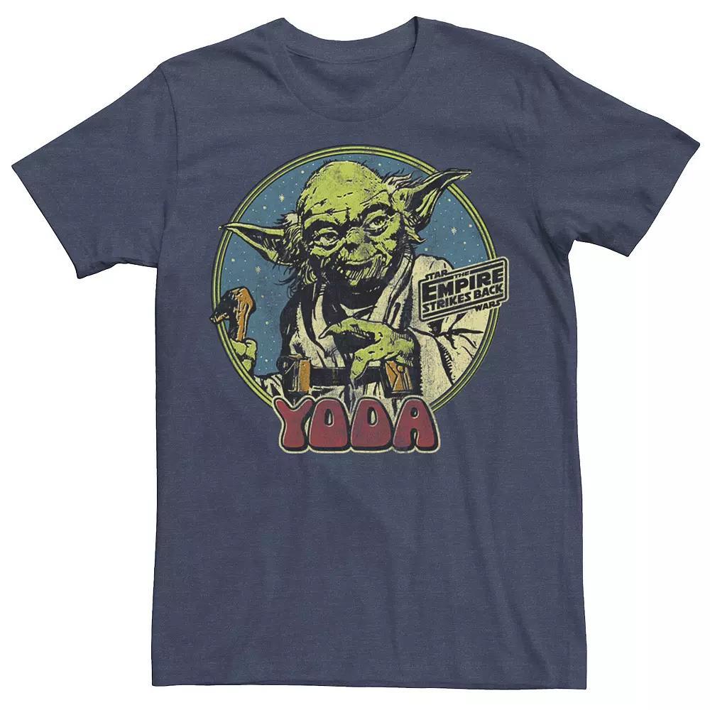 Men's Star Wars The Empire Strikes Back Vintage Yoda Logo Tee, Size: Medium, Navy Grey Product Image