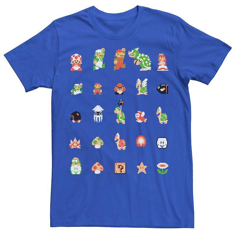 Men's Nintendo Super Mario 8-bit Retro Icon Grid Tee, Size: XL, Royal Product Image
