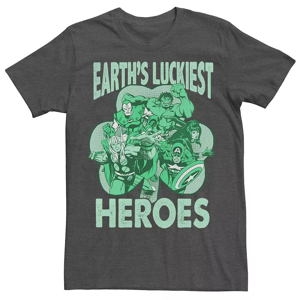 Men's Marvel St. Patty's Earth's Luckiest Heroes Tee, Size: XL, Grey Heather Product Image