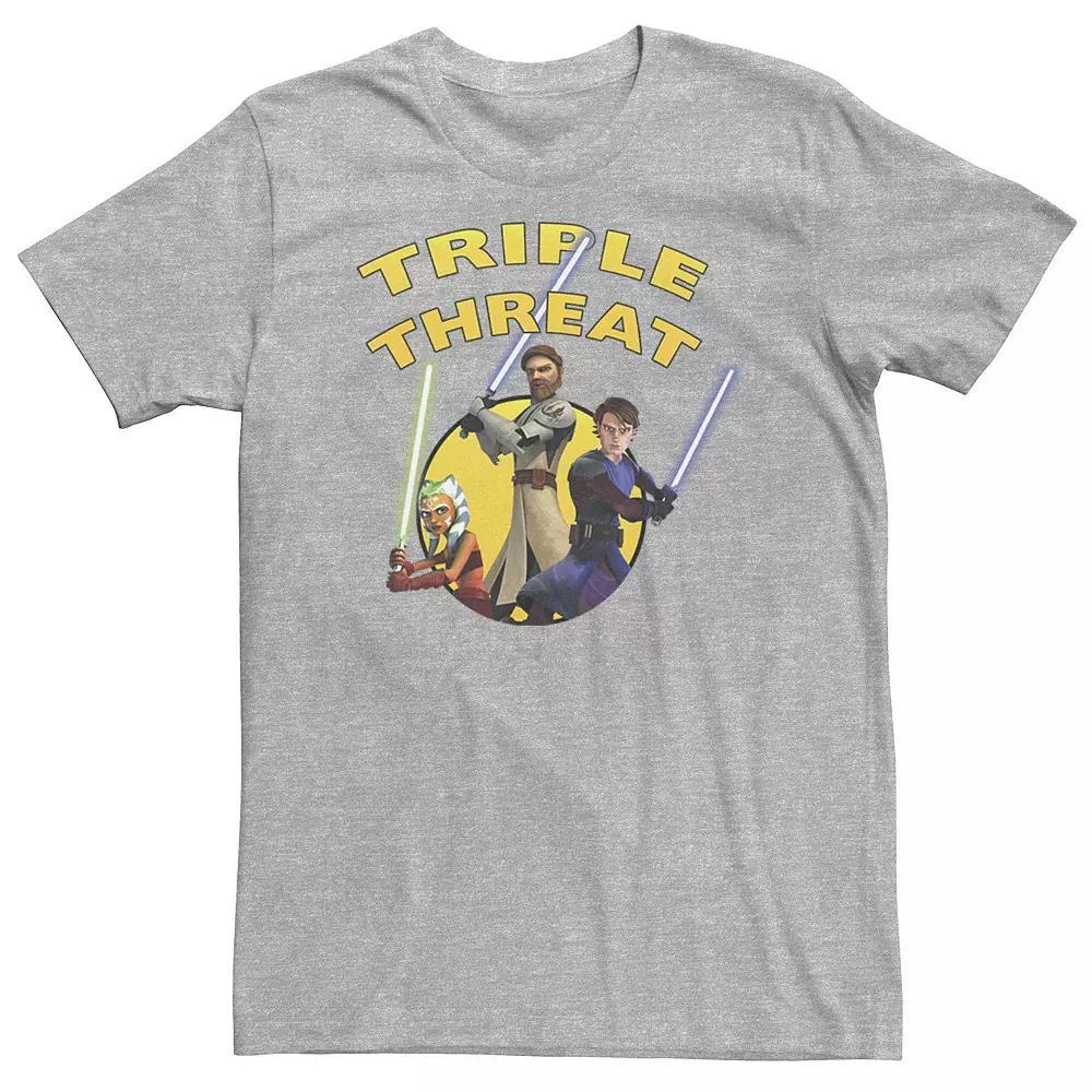 Big & Tall Star Wars: Clone Wars Group Shot Triple Threat Tee, Men's, Size: 3XL Tall, Athletic Grey Product Image