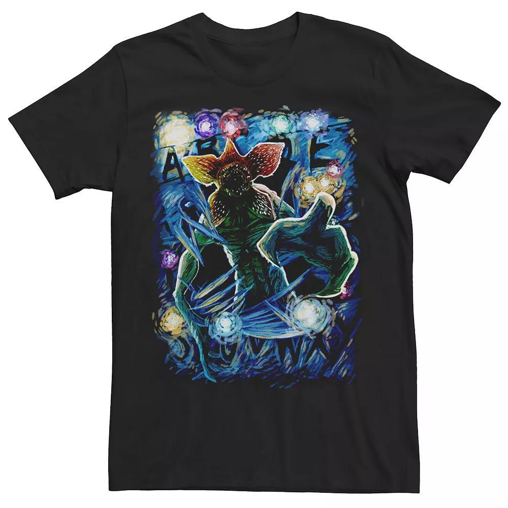 Men's Netflix Stranger Things Demogorgon Starry Night Letter Poster Tee, Size: XL, Black Product Image