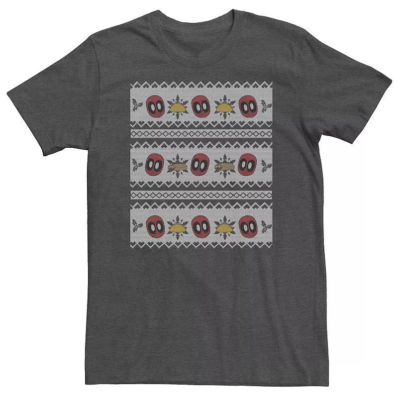 Big & Tall Marvel Deadpool Ugly Christmas Sweater Food Tee, Men's, Size: 5XL, Grey Heather Product Image