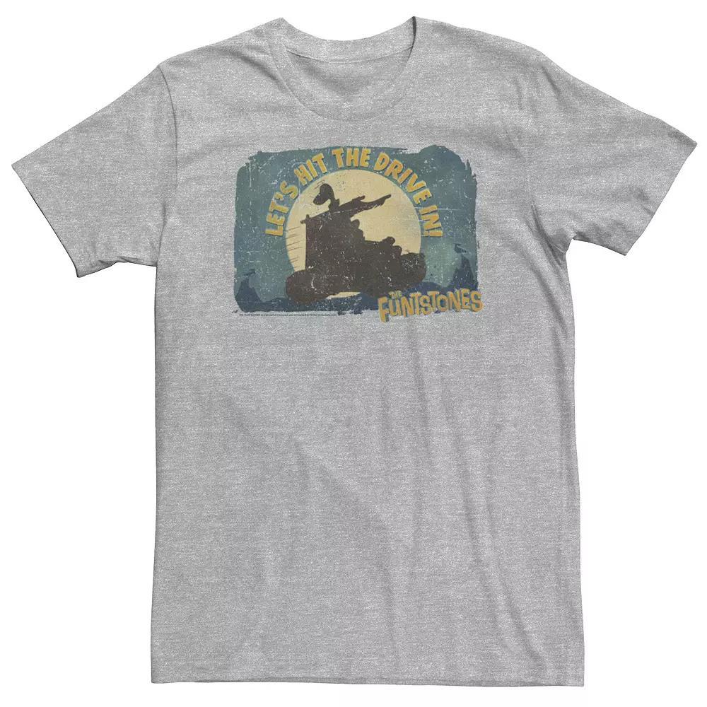 Big & Tall The Flintstones Let's Hit The Drive In Tee, Men's, Size: 3XL, Athletic Grey Product Image