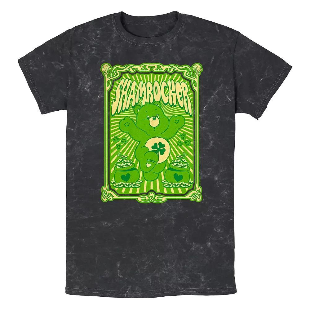 Men's Care Bears Shamrocker Mineral Wash Graphic Tee, Size: Large, Black Product Image