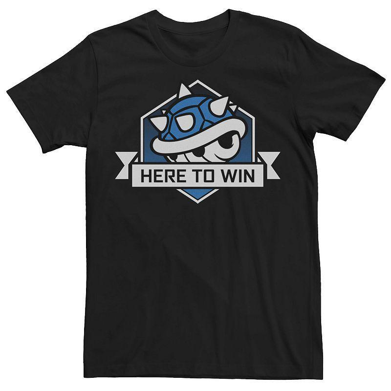 Men's Mario Kart Blue Shell Here To Win Badge Tee, Size: XXL, Black Product Image