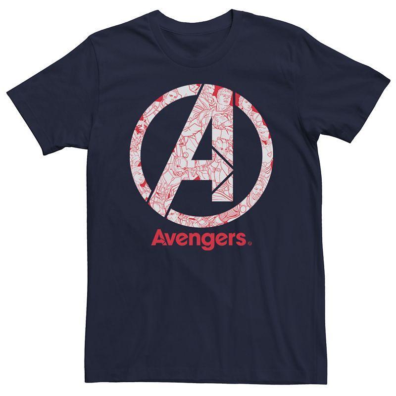Men's Marvel Avengers Line Art Logo Tee, Size: Medium, Blue Product Image