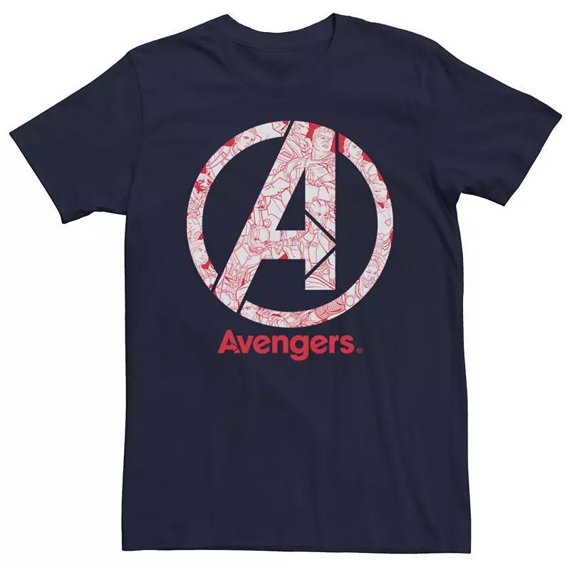 Men's Marvel Avengers Line Art Logo Tee, Size: Medium, Blue Product Image