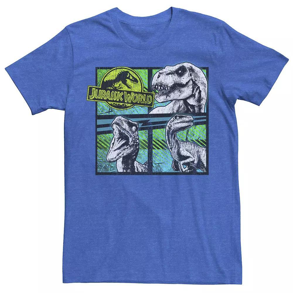 Men's Jurassic World Dinosaurs Group Of 3 Neon Graphic Tee, Size: 3XL, Navy Grey Product Image