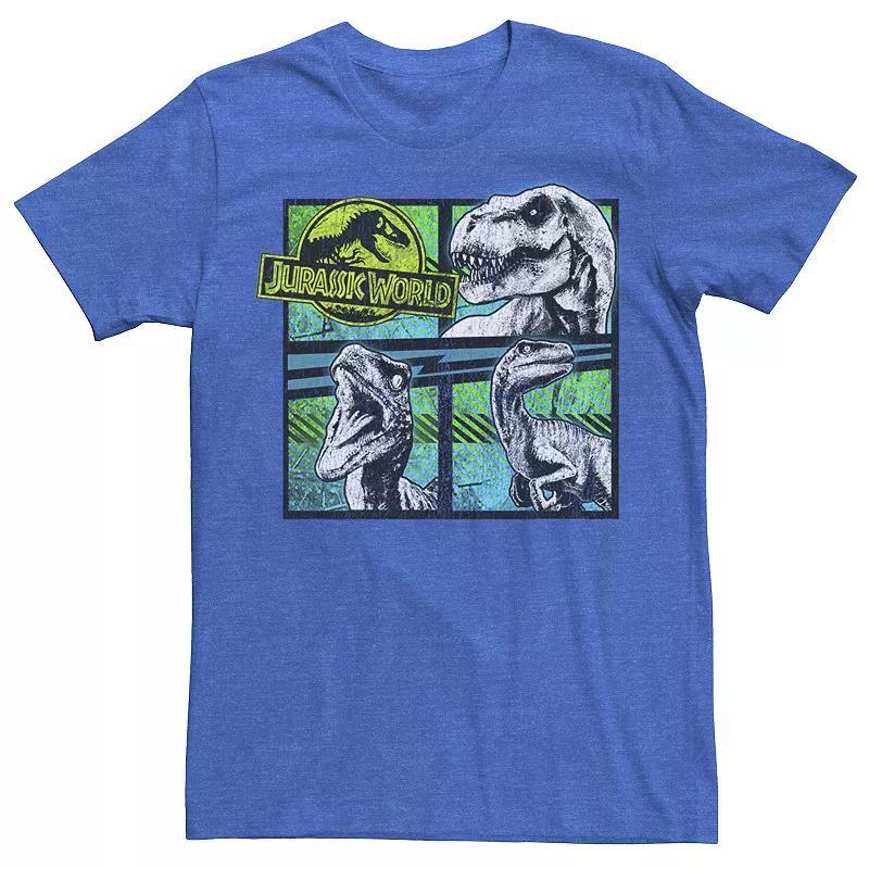 Men's Jurassic World Dinosaurs Group Of 3 Neon Graphic Tee, Size: 3XL, Navy Grey Product Image