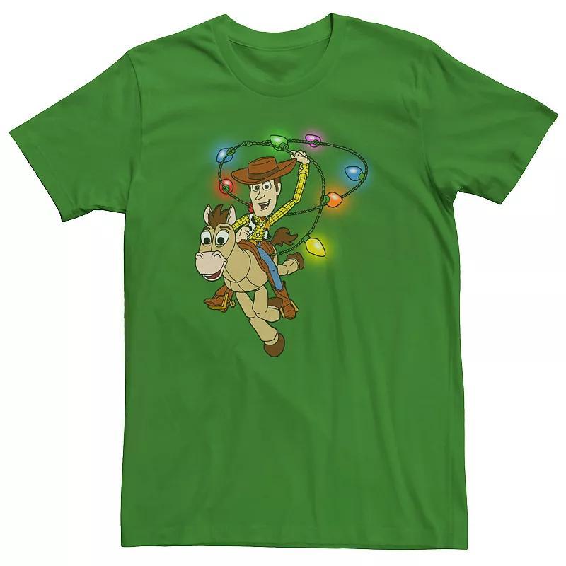 Men's Disney / Pixar Toy Story Woody Bullseye Christmas Light Lasso Tee, Size: XL, Kelly Product Image