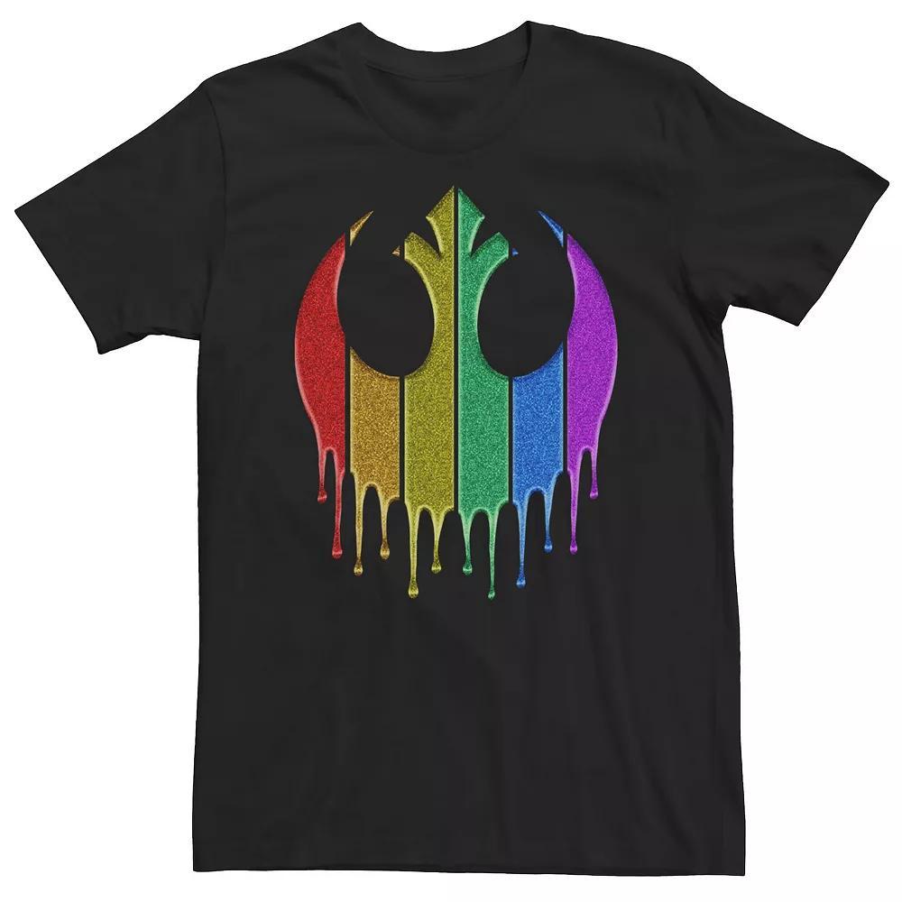 Big & Tall Star Wars Pride Rebel Rainbow Glitter Logo Tee, Men's, Size: 4XL, Black Product Image