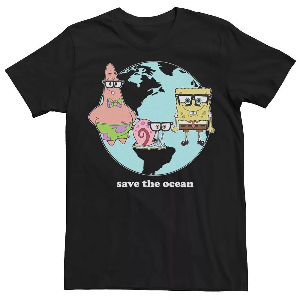 Big & Tall SpongeBob SquarePants Gary & Patrick Save The Ocean Tee, Men's, Size: XLT, Black Product Image