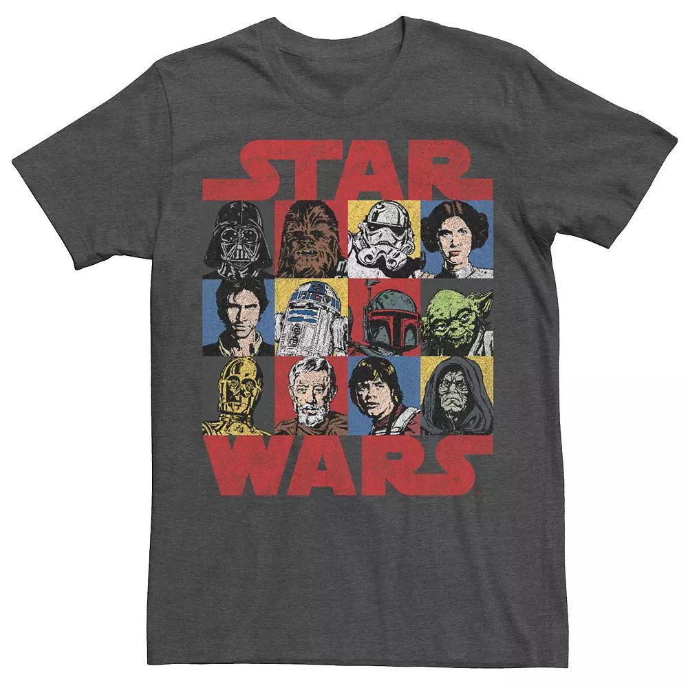 Men's Star Wars Heroes & Villains Headshot Box Up Tee, Size: Large, Grey Heather Product Image
