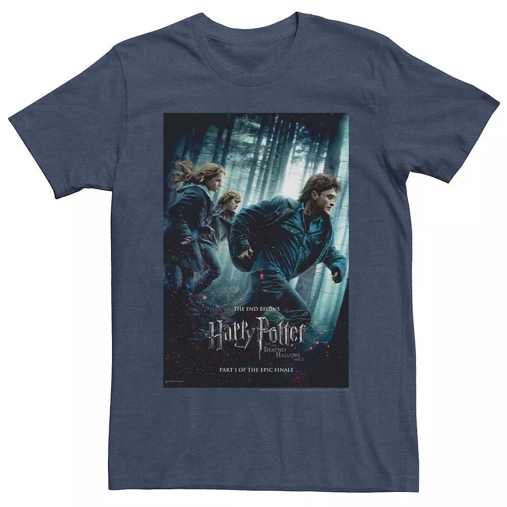 Men's Harry Potter Deathly Hallows Part One Trio Poster Graphic Tee, Size: Medium, Navy Grey Product Image