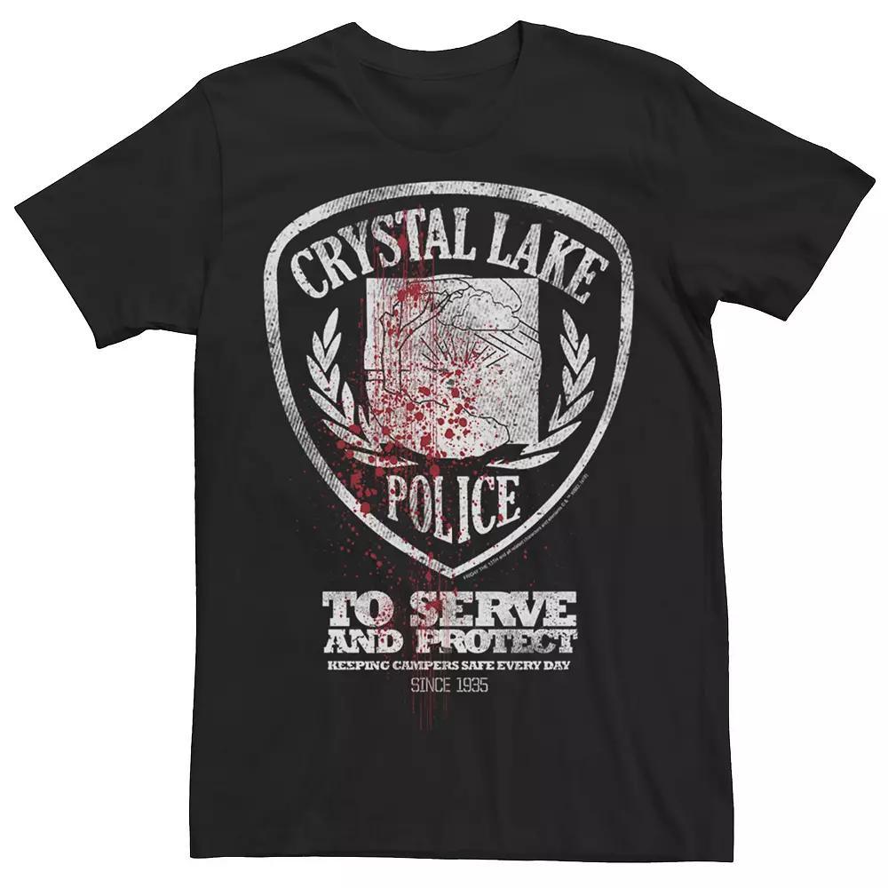 Men's Friday The 13th Crystal Lake Police Badge Blood Splatter Tee, Size: XL, Black Product Image