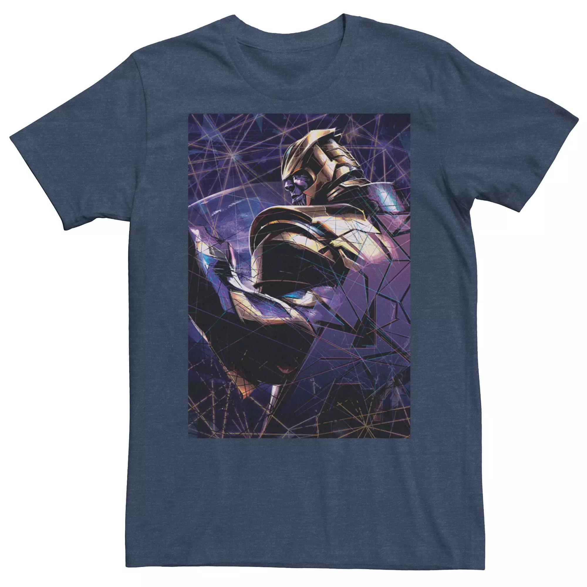 Men's Marvel Avengers Endgame Thanos Shattered Glass Tee, Size: Medium, Navy Grey Product Image