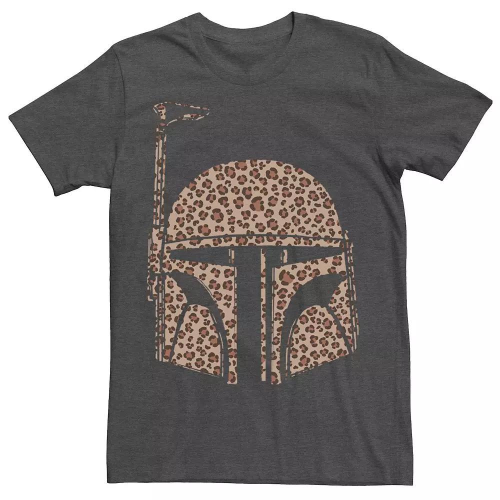 Men's Star Wars Boba Fett Helmet Cheetah Print Fill Tee, Size: XL, Grey Heather Product Image