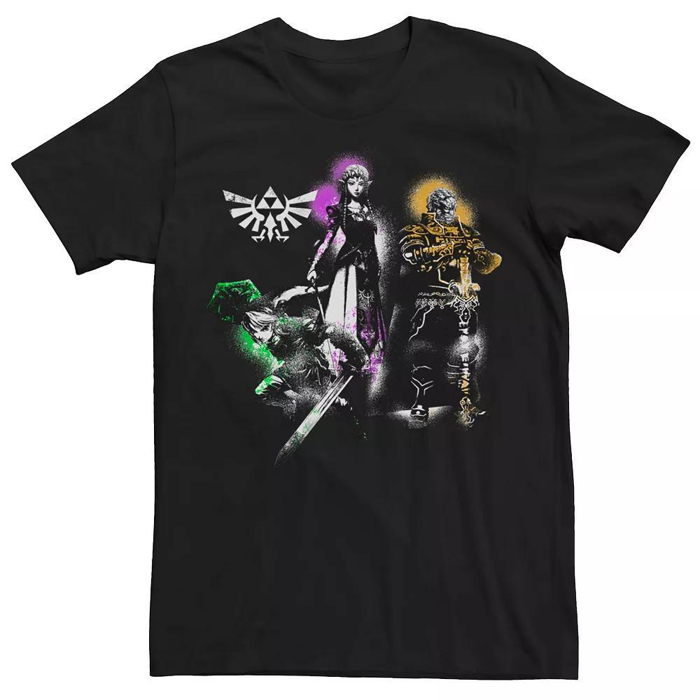 Men's Nintendo Zelda Link Princess Ganondorf Paint Splotch Graphic Tee, Size: 3XL, Black Product Image
