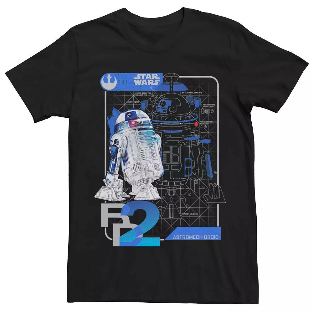 Men's Star Wars R2-D2 Schematic Print Poster Tee, Size: XXL, Black Product Image