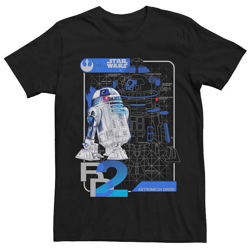 Men's Star Wars R2-D2 Schematic Print Poster Tee, Size: XXL, Black Product Image