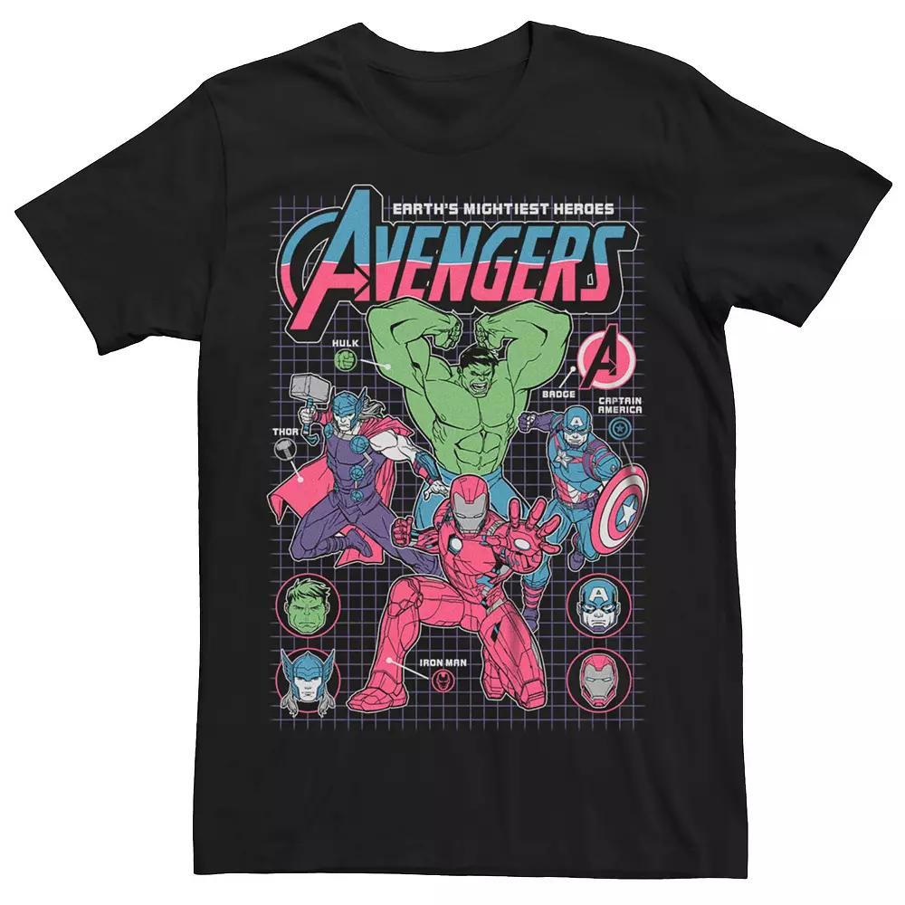 Men's Marvel The Avengers Comic Characters Graphic Tee, Size: XXL, Black Product Image