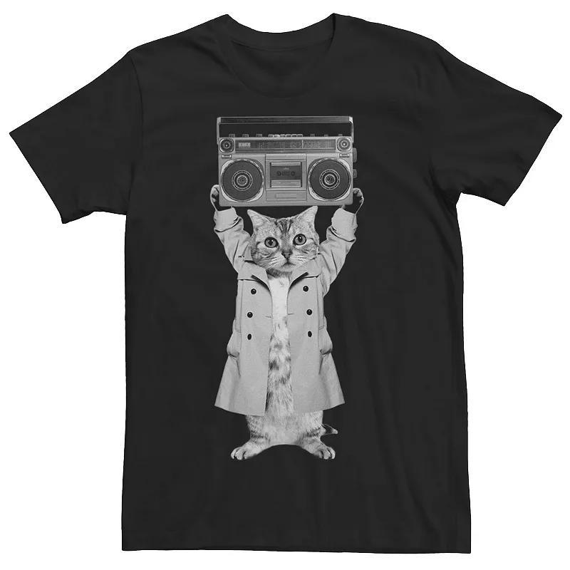 Big & Tall Say Something Cat Boombox Monotone Tee, Men's, Size: XXL Tall, Black Product Image